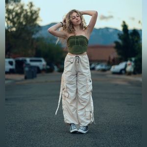 Cream colored parachute pants size small (Pacsun)